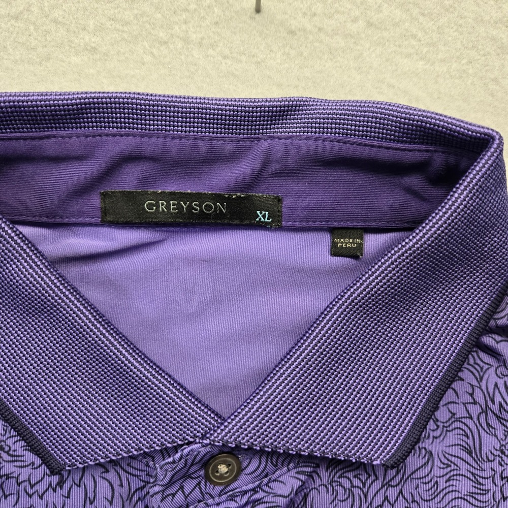 Greyson Wolf Pattern Polo Shirt Mens XL Purple Barton Creek Omni Hotels Golf - Picture 3 of 10
